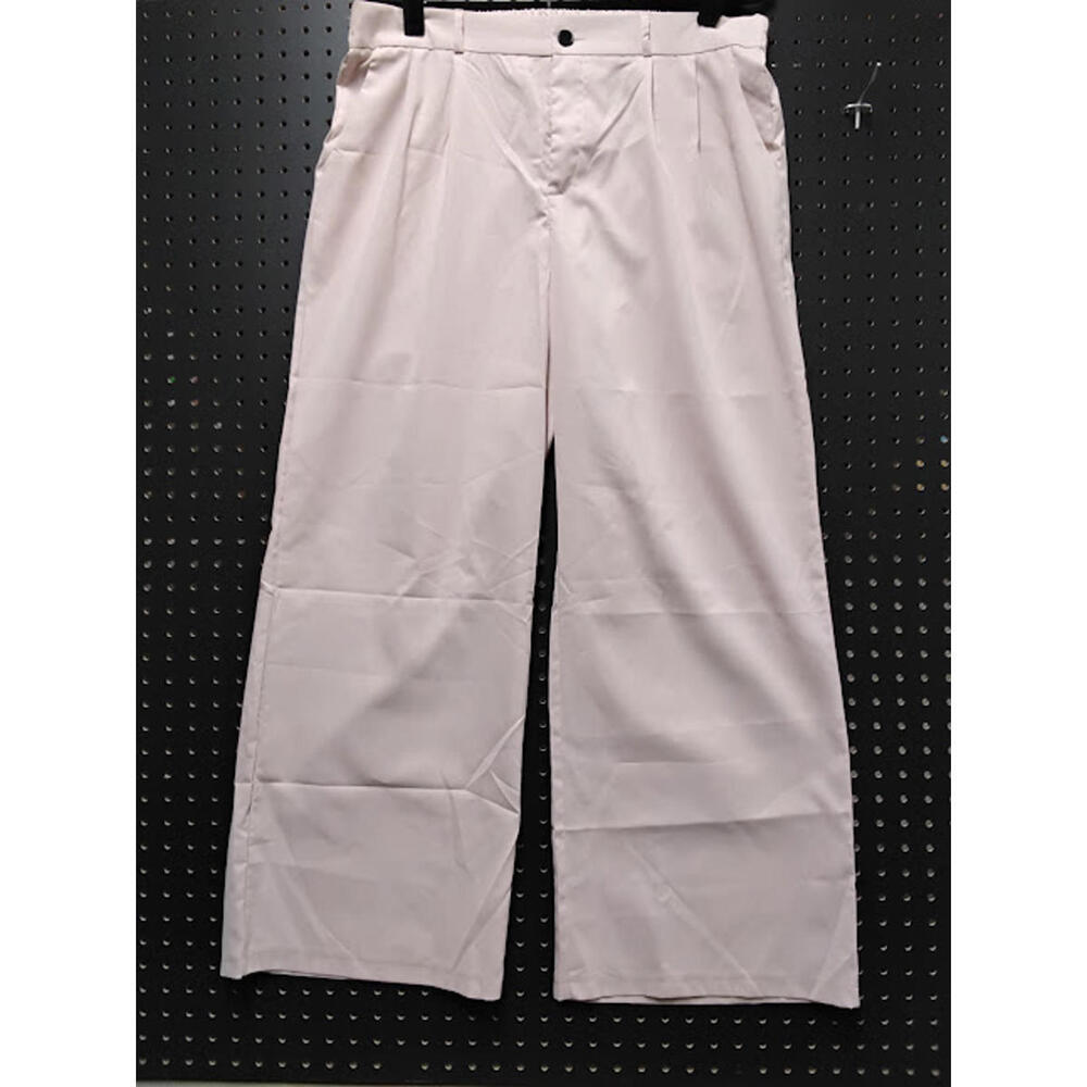 XXXL Pink Wide Leg Pants – Elastic Waist & Button Fron